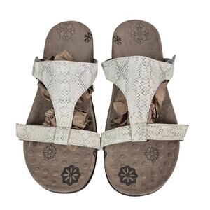 Vionic Orthaheel Molly Snakeskin White Slide Strappy Sandals Womens Size 9